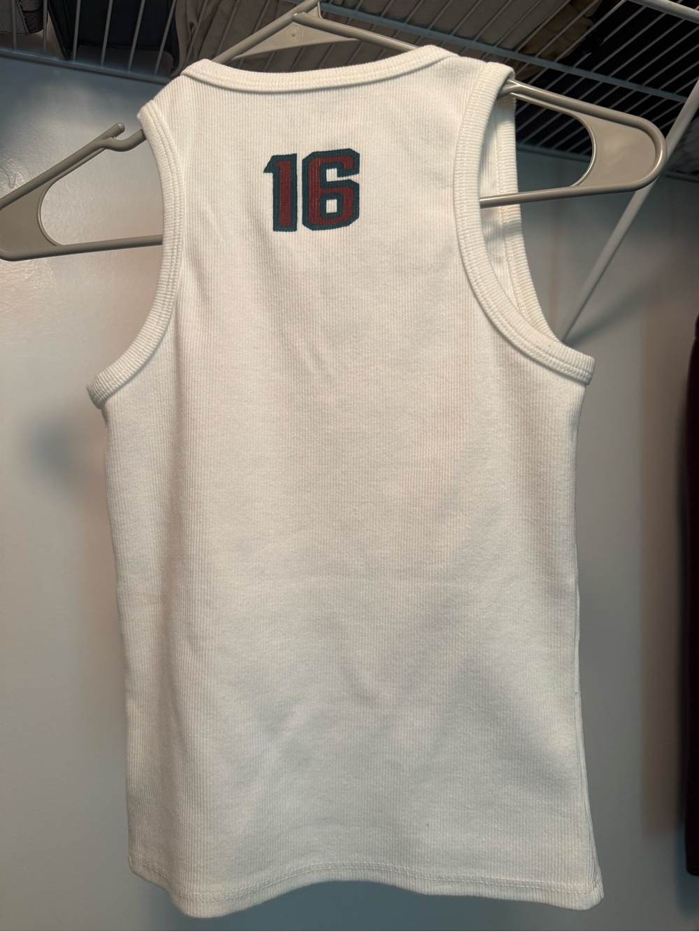 REVICE White Ribbed Tank with Red-Arched Logo - Picture 2 of 2